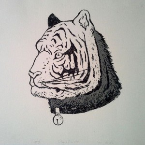 Piotr Kowal, "Tygrys", Litografia, 25x27 cm