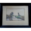 Roman Kochanowski  "Pejzaż" akwarela wym. 16x23 cm w swietle passepartout