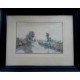 Roman Kochanowski  "Pejzaż" akwarela wym. 16x23 cm w swietle passepartout