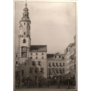 Mieczysław Mróz, Ratusz staromiejski Görlitz, rysunek ołówkiem, wym. 35x25 cm.